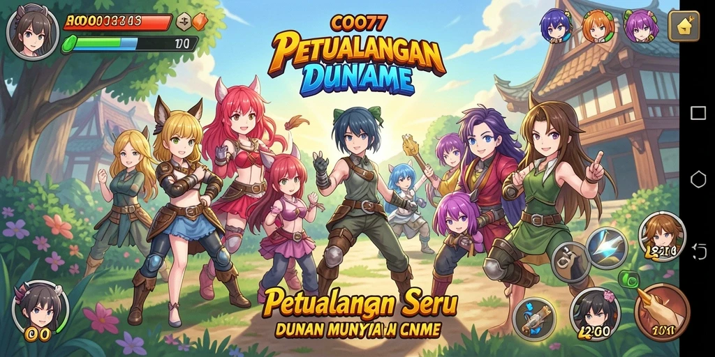 Tampilan gameplay seru dengan karakter anime ikonik.