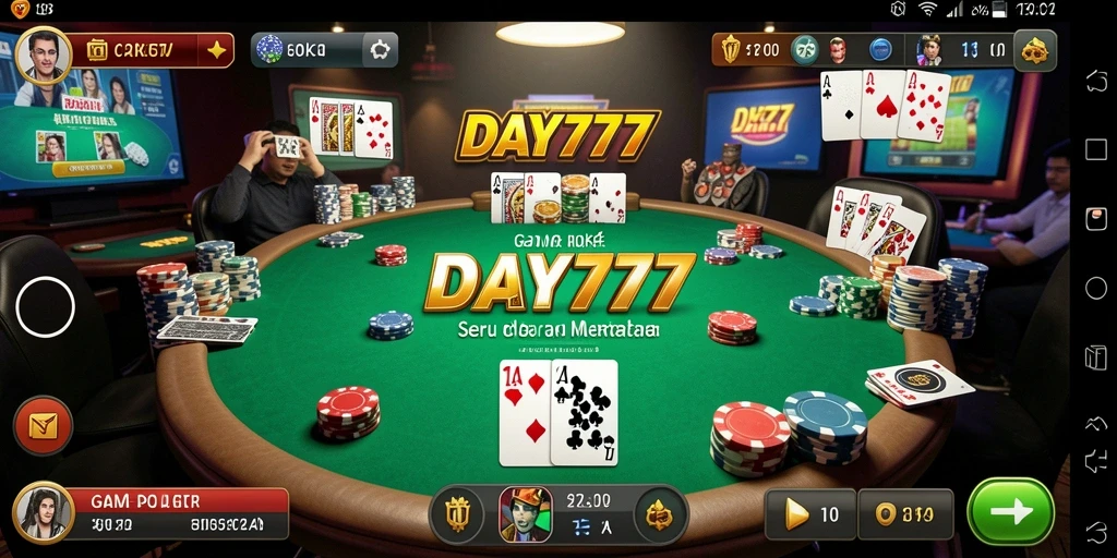 Tampilan gameplay Poker yang memukau dan interaktif di DAY777.