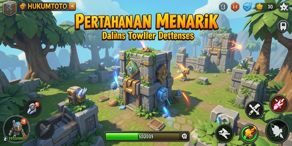 Tampilan gameplay HUKUMTOTO dengan aksi tower defense yang seru.