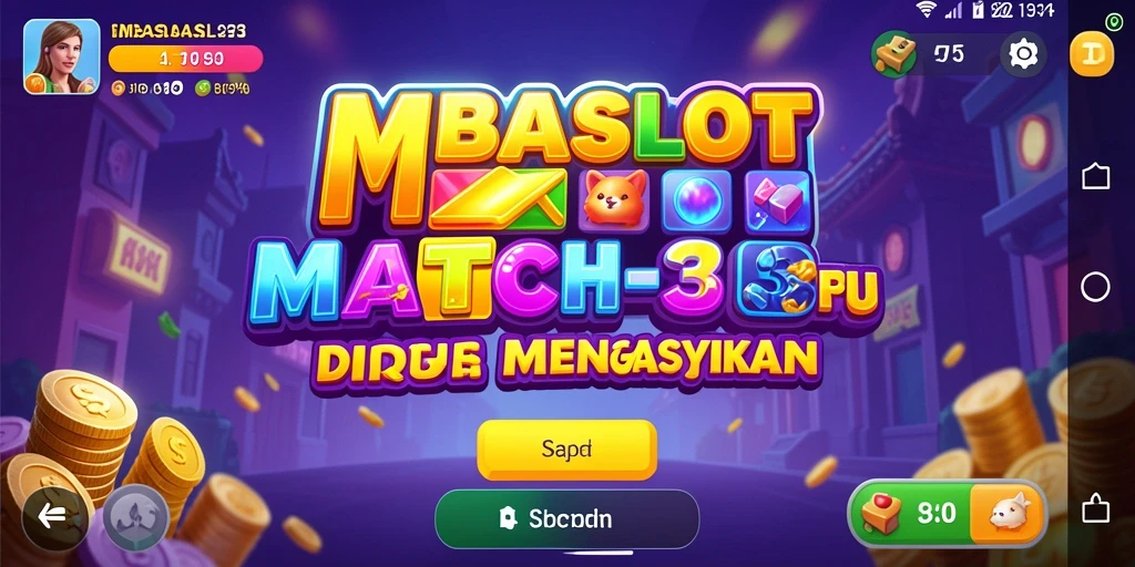 Screenshot IMBASLOT menampilkan gameplay Match-3 yang seru dan penuh warna.