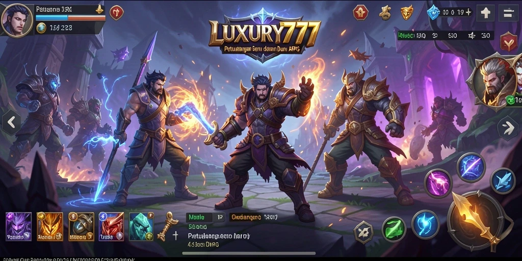 Screenshot gameplay LUXURY777 yang menampilkan pertarungan epik.