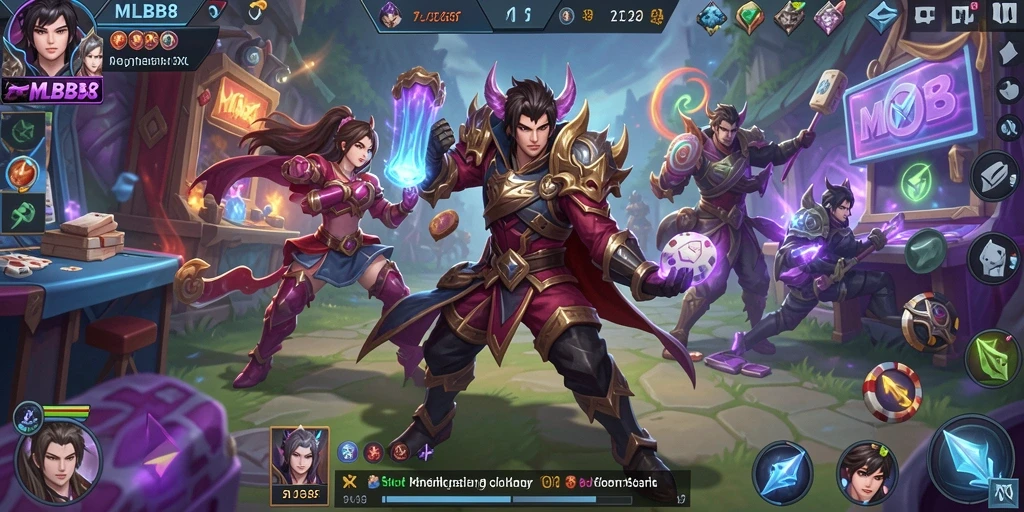 Tampilan gameplay menarik dari MLBB8 yang penuh warna.
