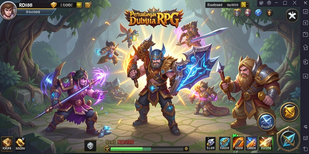 Screenshot RDI88 menampilkan pertarungan seru dalam dunia RPG yang kaya akan detail.