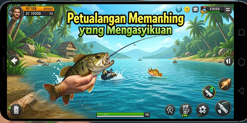 Screenshot utama RI188 yang menampilkan keseruan permainan memancing.