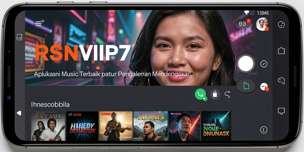 Layar utama RSNVIP7 menampilkan daftar lagu dan playlist terbaru.