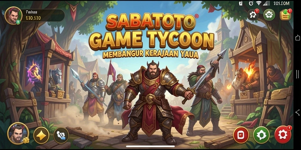 Tangkapan layar gameplay SABATOTO yang menggambarkan strategi dan pengelolaan bisnis.