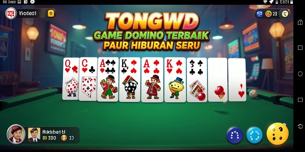 Screenshot gameplay TONGWD dengan tampilan meja permainan Domino.