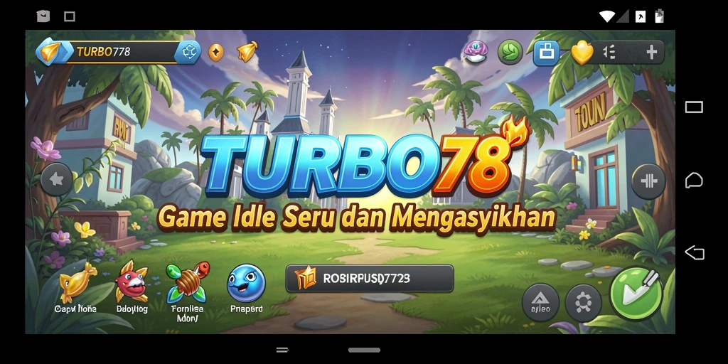 Tangkapan layar TURBO78 menampilkan karakter yang sedang berkembang dalam gameplay Idle.