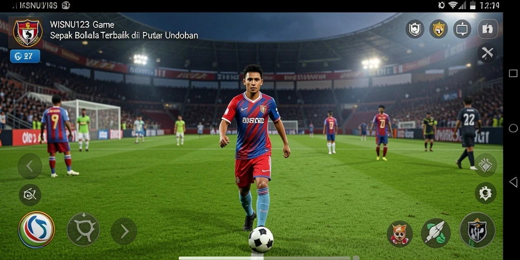 Tangkapan layar utama menunjukkan aksi intens di lapangan sepak bola.