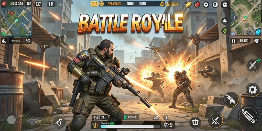 Tampilan gameplay seru ZK7 Battle Royale.